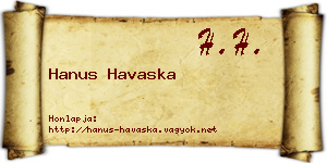 Hanus Havaska névjegykártya